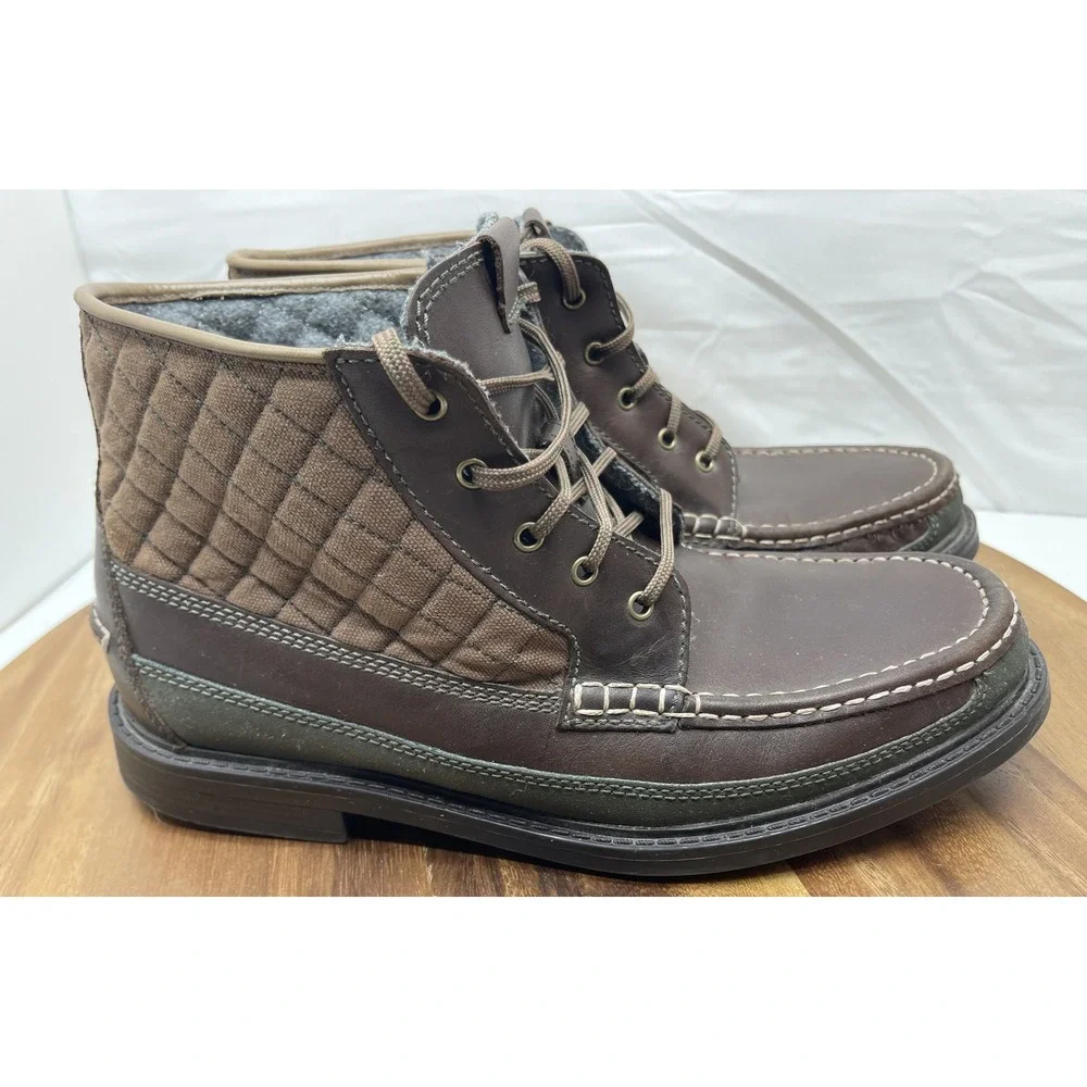 Cole‎ Haan Boots 8.5 M C20210 Pinch Brown Leather Lace Up Quilted Moc Ankle Mens